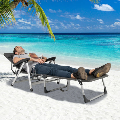 Beach Folding Chaise Lounge Recliner with 7 Adjustable Position