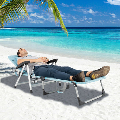 Beach Folding Chaise Lounge Recliner with 7 Adjustable Position