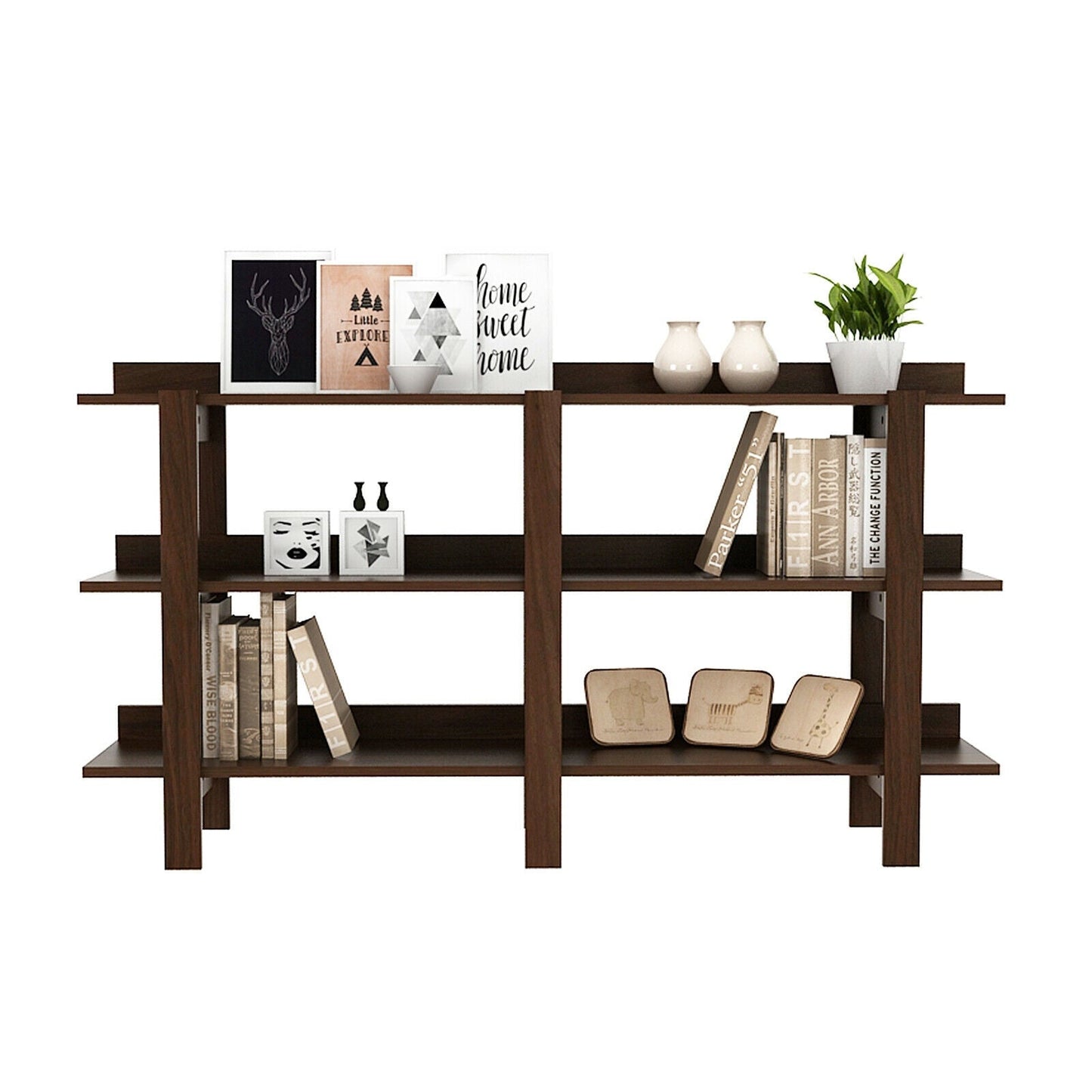 59 Inch Console Table with 3-tier Open Shelf for Front Hall Hallway and Foyer