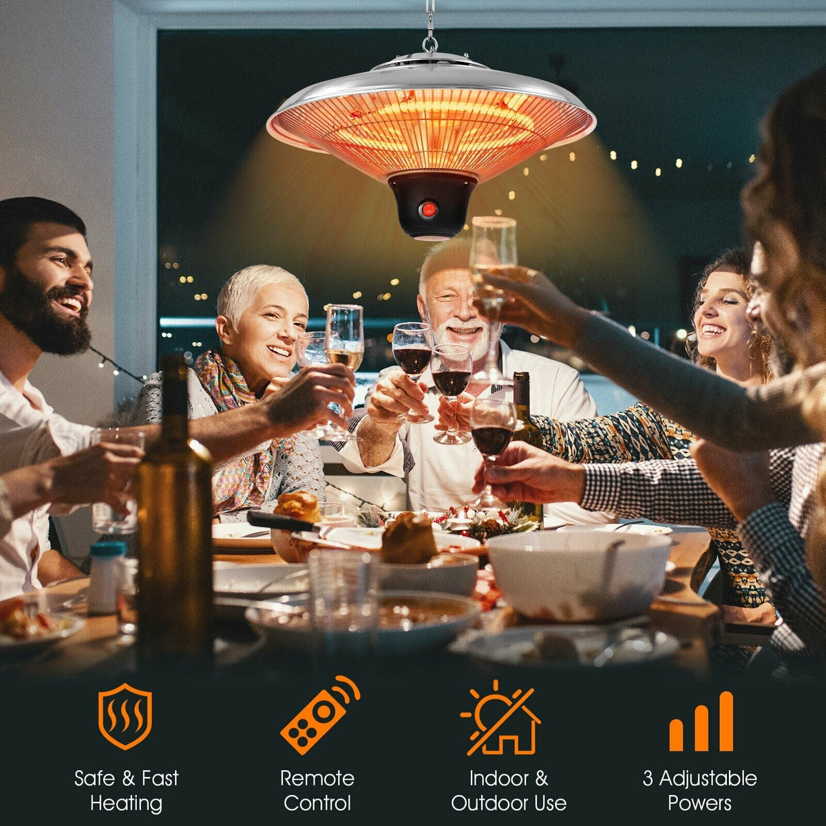 1500W Electric Hanging Ceiling Mounted Infrared Heater with Remote Control