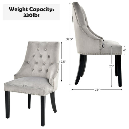 Modern Upholstered Button-Tufted Dining Chair with Naild Trim