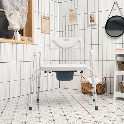 3-in-1 Bedside Commode Portable Toilet with Adjustable Height