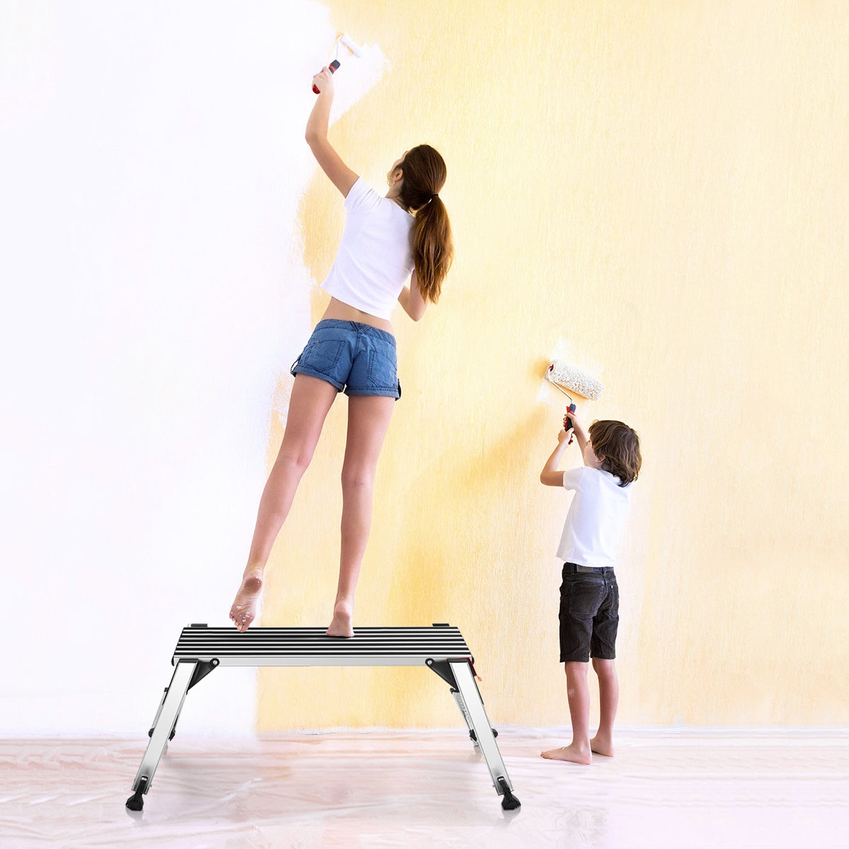 330 lbs Aluminum Folding Non-slip Drywall Step Stool Ladder