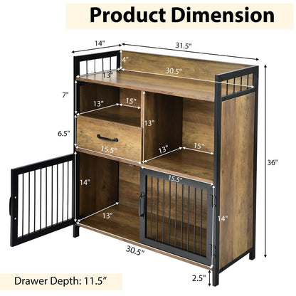 Buffet Cabinet with Drawer and Wood Storage Shelf for Kitchen-Rustic Brown