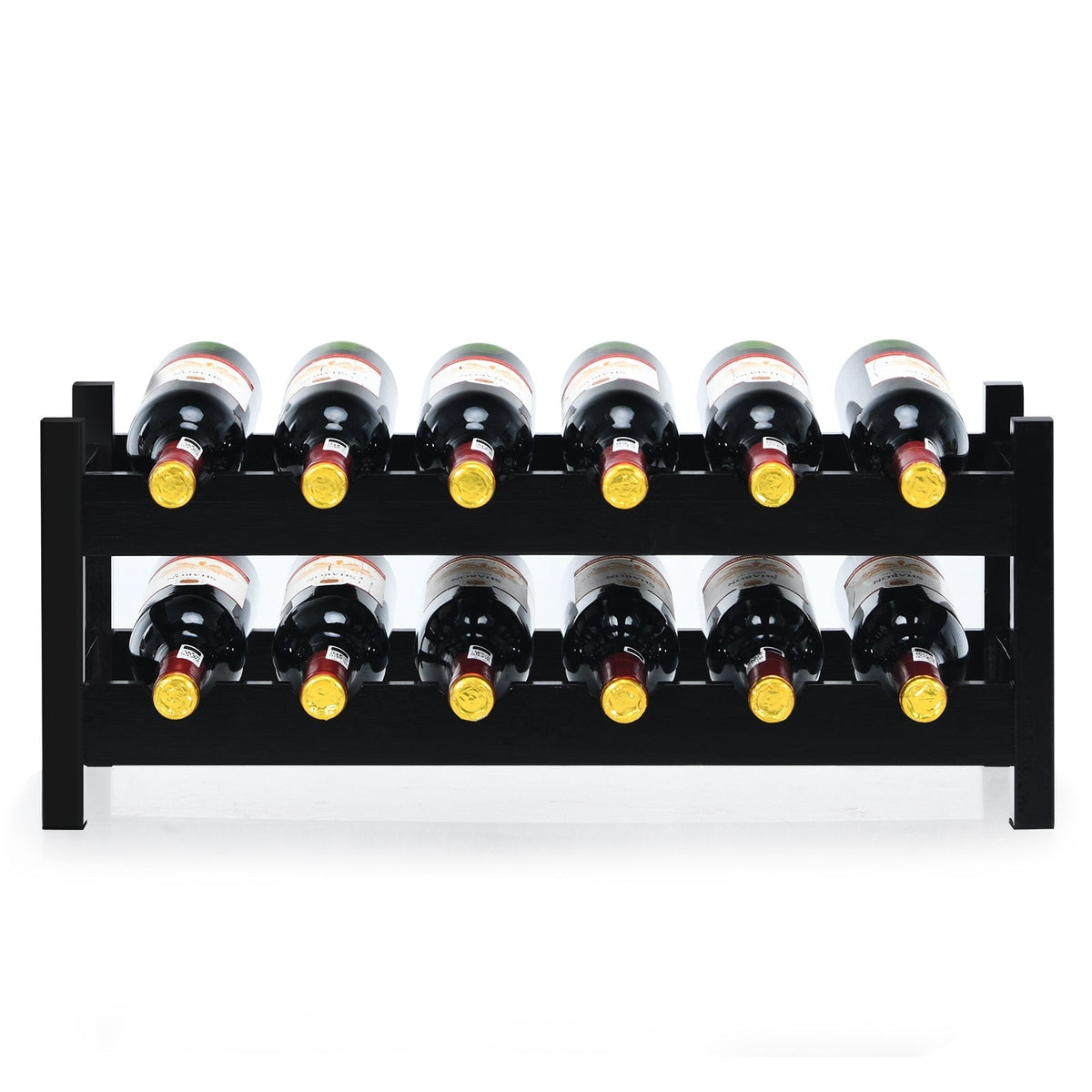 2-Tier 12 Bottles Bamboo Storage Shelf Wine Rack