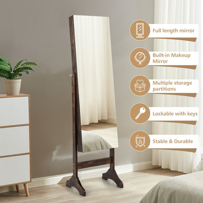 Standing Jewelry Cabinet with Full Length Mirror