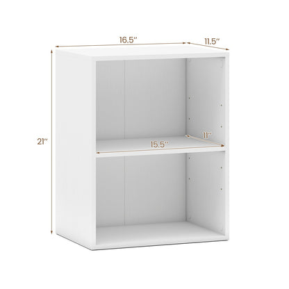 2-Cube Bookcase Set of 2 Floor Standing Open Bookshelf w/ 5-Position Adjustable Shelf