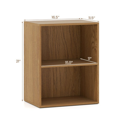 2-Cube Bookcase Set of 2 Floor Standing Open Bookshelf w/ 5-Position Adjustable Shelf