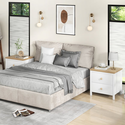 2-Drawer Nightstand with Rubber Wood Legs