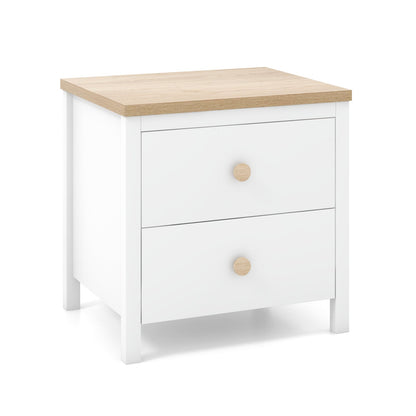 2-Drawer Nightstand with Rubber Wood Legs