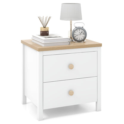 2-Drawer Nightstand with Rubber Wood Legs