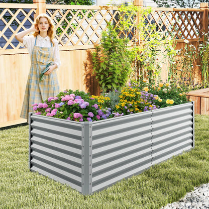 6 x 3 x 2 Feet Metal Rectangular Raised Garden Bed with Open Bottom Design