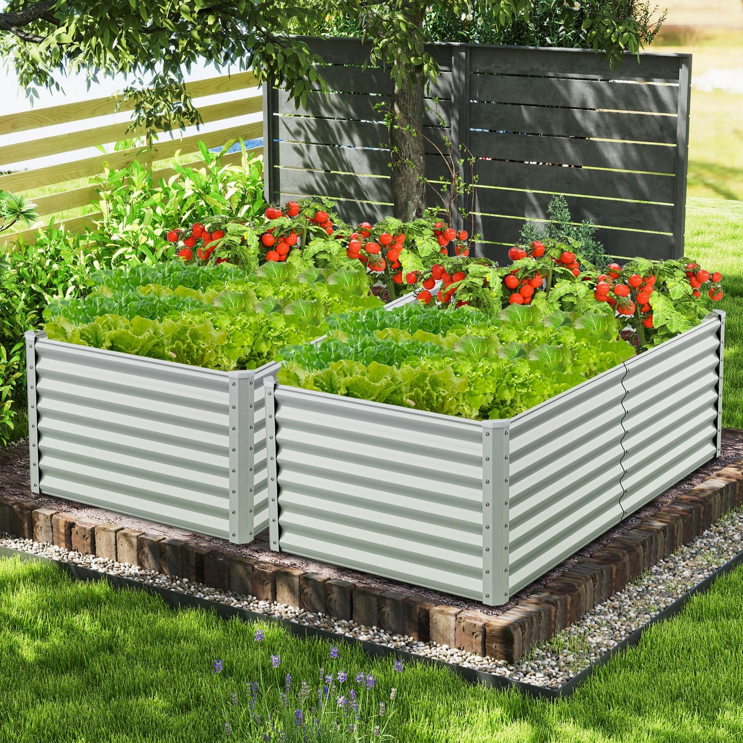 6 x 3 x 2 Feet Metal Rectangular Raised Garden Bed with Open Bottom Design