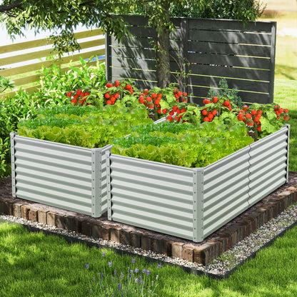 6 x 3 x 2 Feet Metal Rectangular Raised Garden Bed with Open Bottom Design