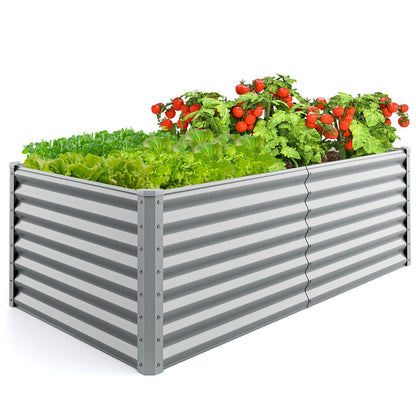 6 x 3 x 2 Feet Metal Rectangular Raised Garden Bed with Open Bottom Design