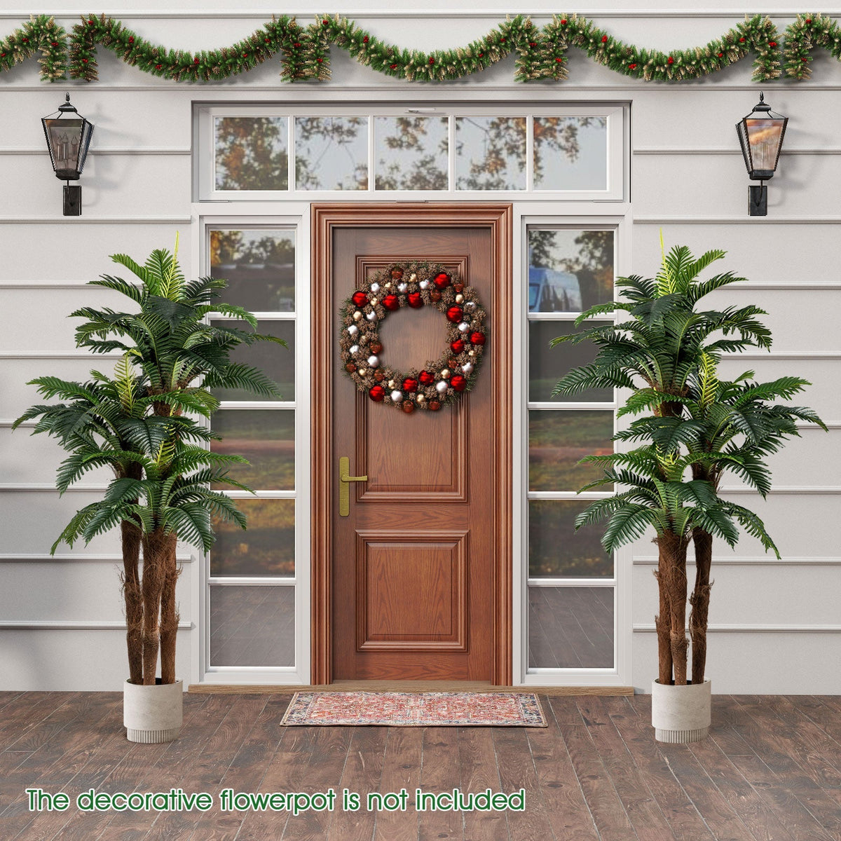 2 Pack Artificial Palm Tree 6.3 ft Tall with Adjustable Leaves