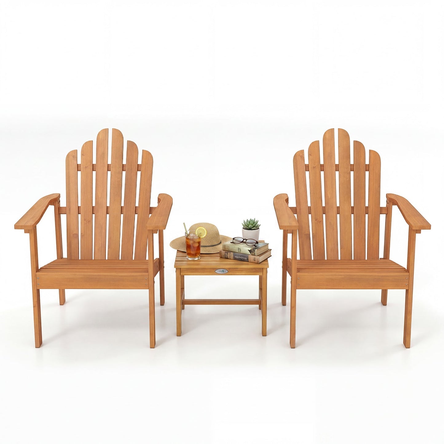 Stackable Adirondack Chairs - Solid Acacia Wood (2-Pack)