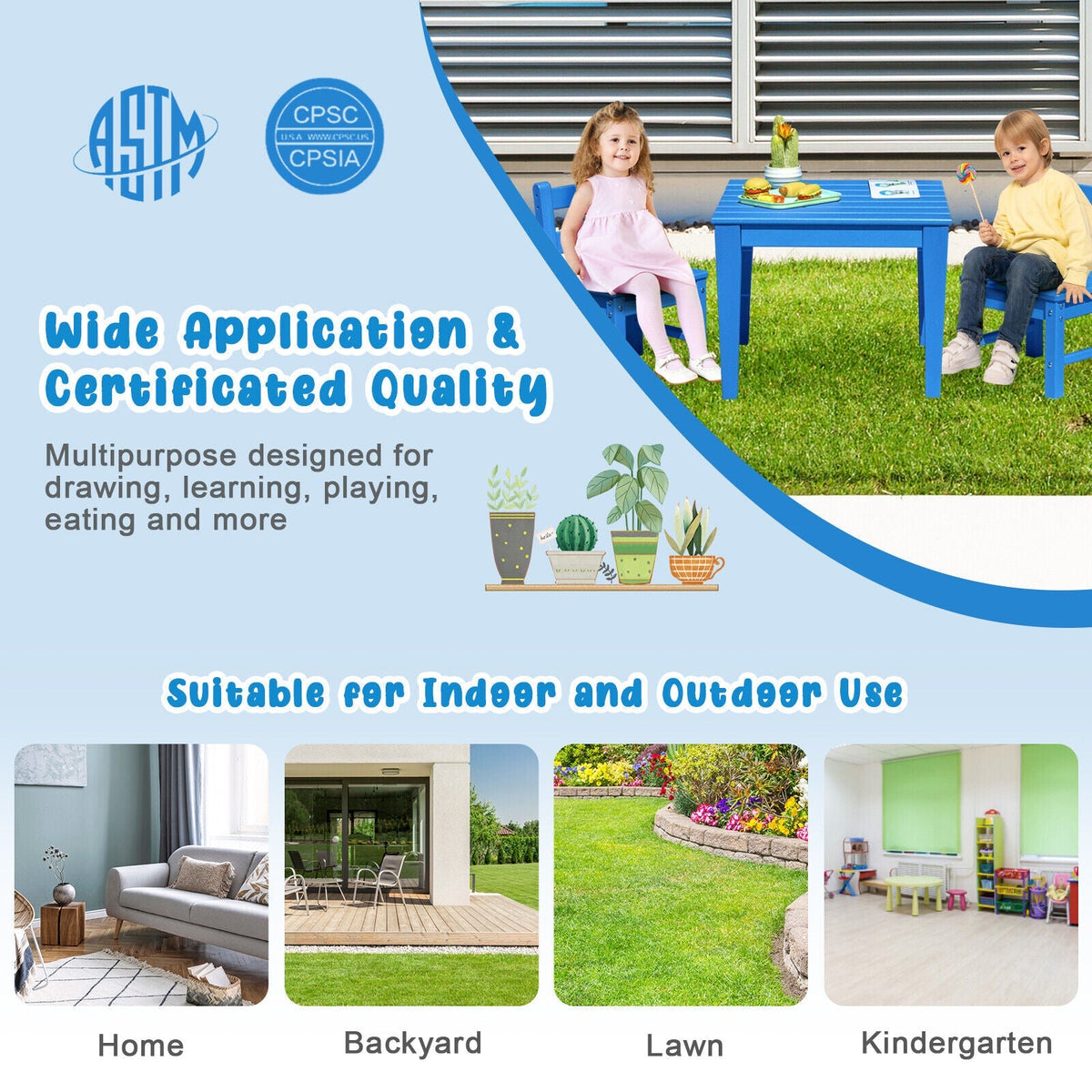 2 Pieces Kids Learning Chair set with Backrest
