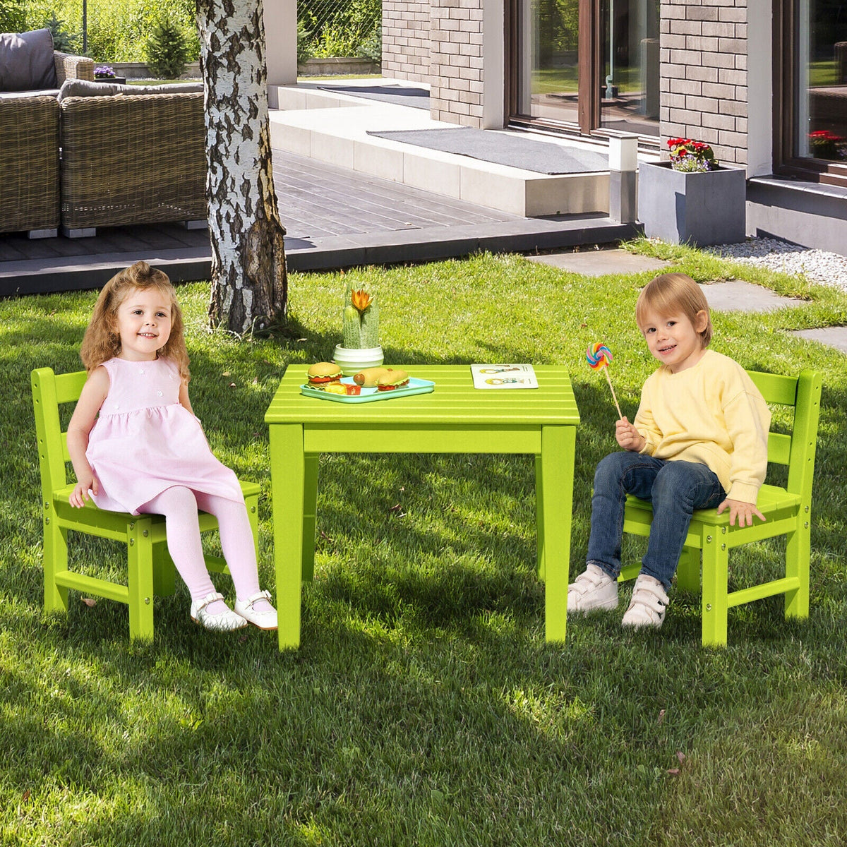 2 Pieces Kids Learning Chair set with Backrest