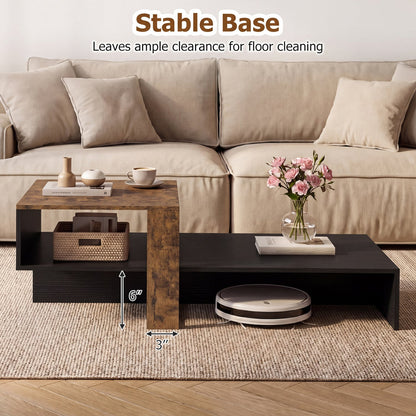 2-Tier Coffee Table with Open Storage Shelf