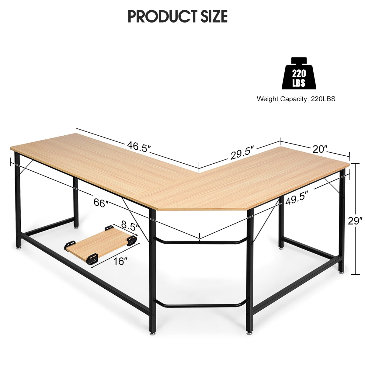 L Shaped Desk Corner Computer Desk PC Laptop Gaming Table Workstation