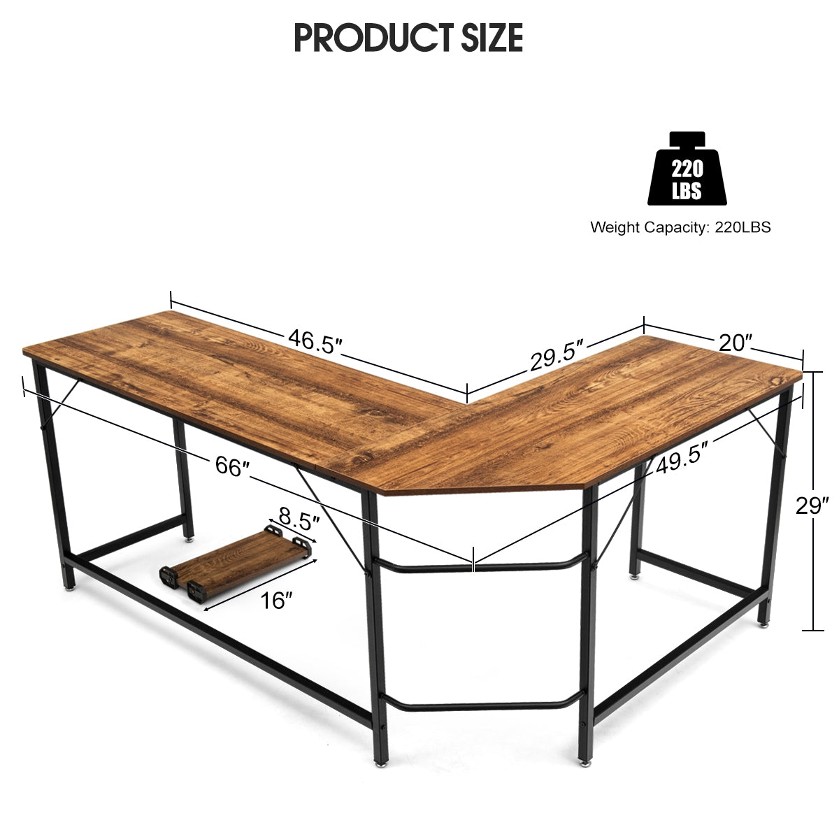 L Shaped Desk Corner Computer Desk PC Laptop Gaming Table Workstation