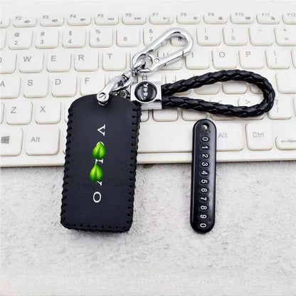 Leather Car Bluetooth Key Case Car Keychain for Volvo EX30