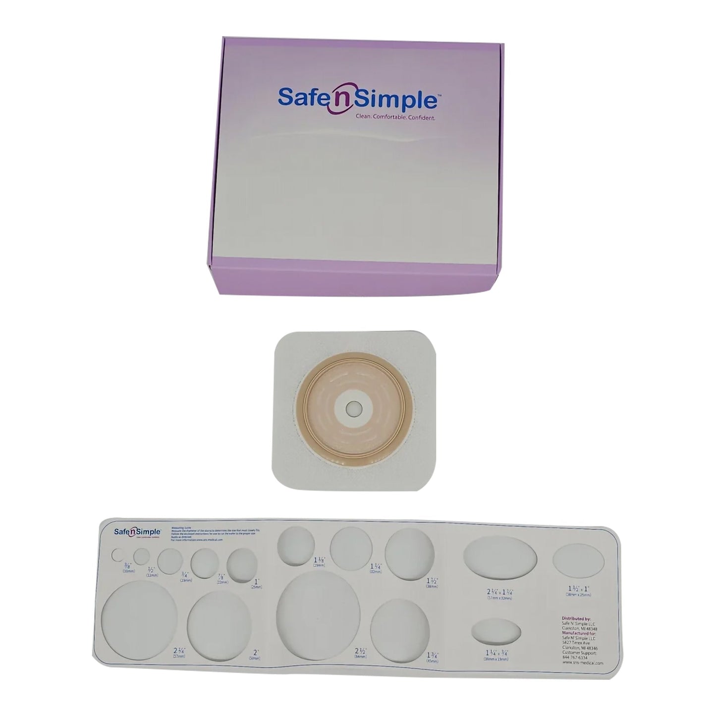 Safe N Simple 2- Piece Wafer Extended Wear with Tape Collar White 70mm 2 3/4" Flange Cut to Fit (40 Count)