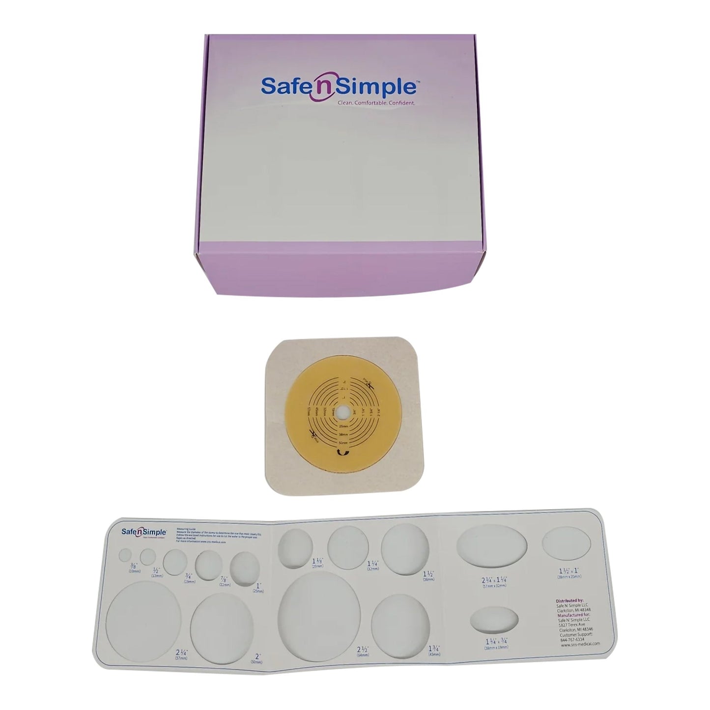 Safe N Simple 2-Piece Wafer Standard Wear Tape Collar Beige, Flange Cut to Fit (80 Count)