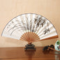 1Pcs Chinese Style Retro Folding Silk Fan Decorative Men Pocket Bamboo Handle Hand Held Fan Party Favors Home Decoration Crafts