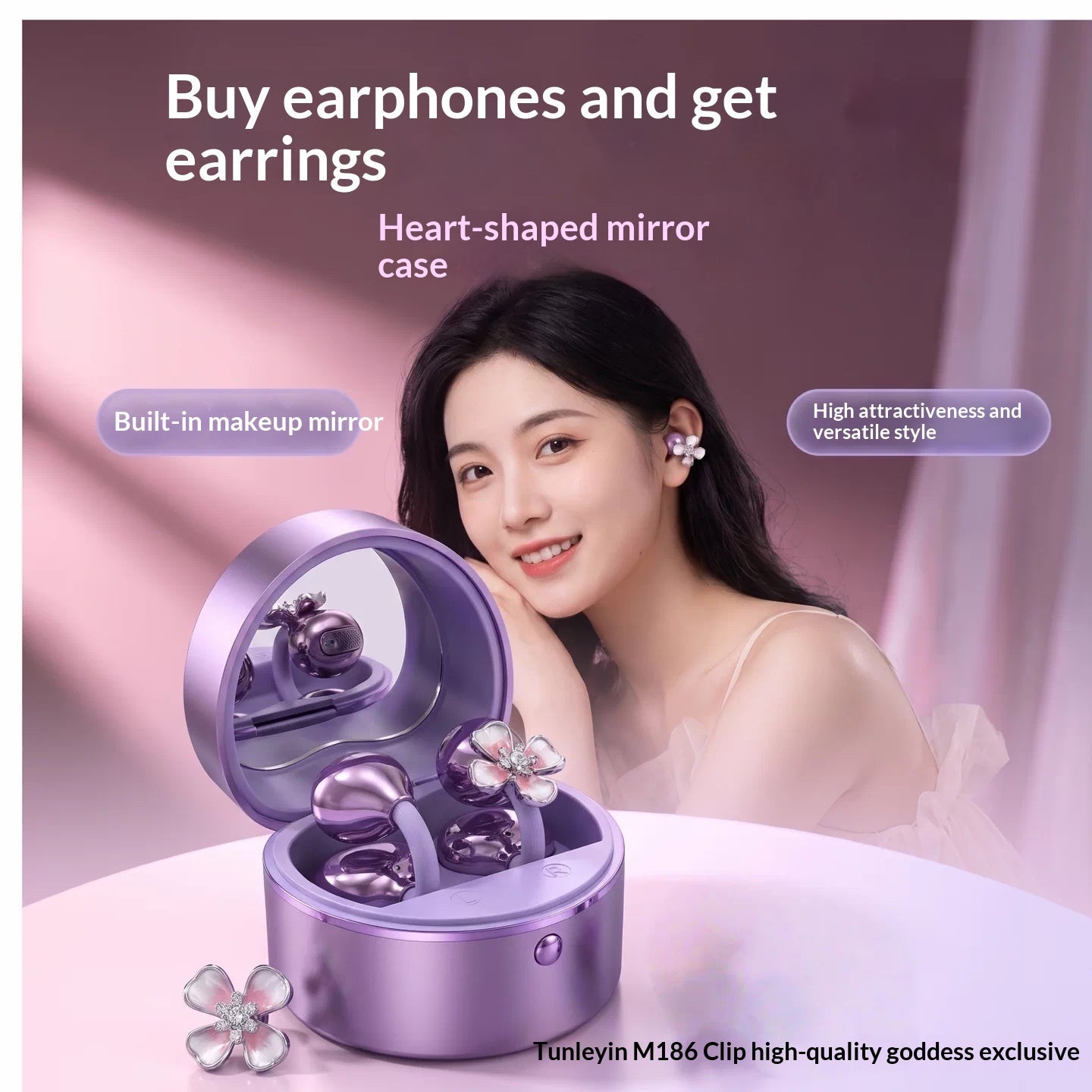 Heart-shaped Mirror-style High-quality In-ear Bluetooth Headphones