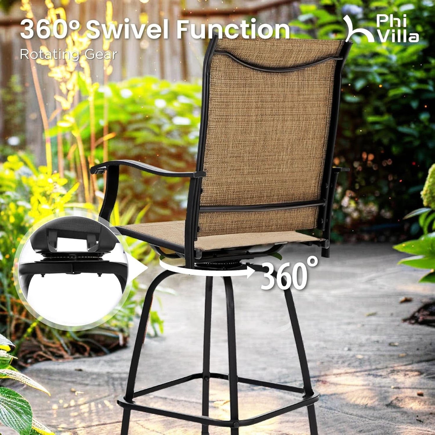 Swivel Outdoor Bar Stools Set of Four Durable Chairs
