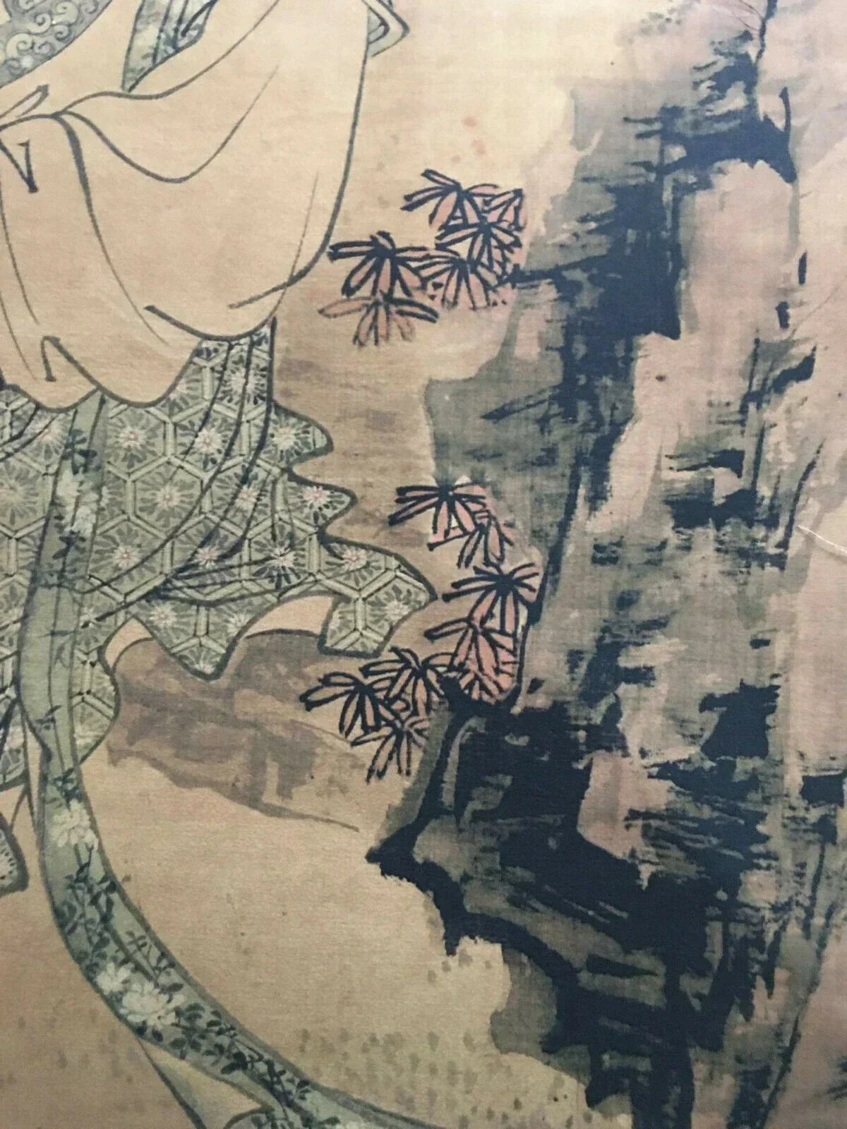 Tang Yin–Style “Poems on Red Leaves” Chinese Scroll – Ink & Color on Rice Paper