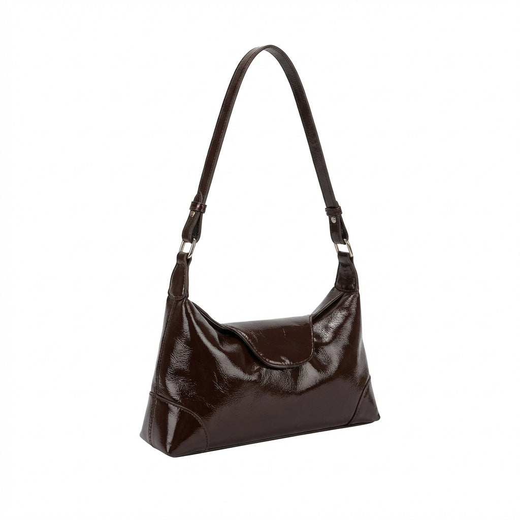 Top-grain Oil Wax Cowhide Underarm Bag 2026 New High-end Small Shoulder And Crossbody Genuine Leather Dumpling Bag