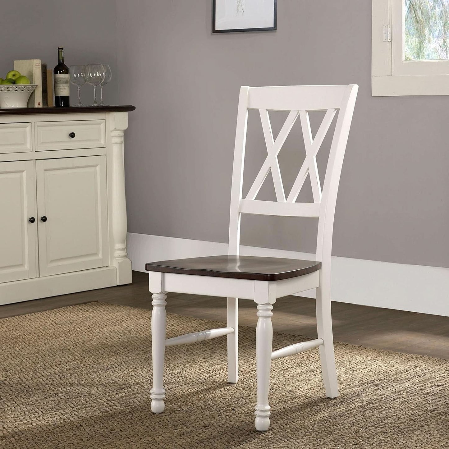 Shelby Distressed White X Back Dining Chairs Set Of 2