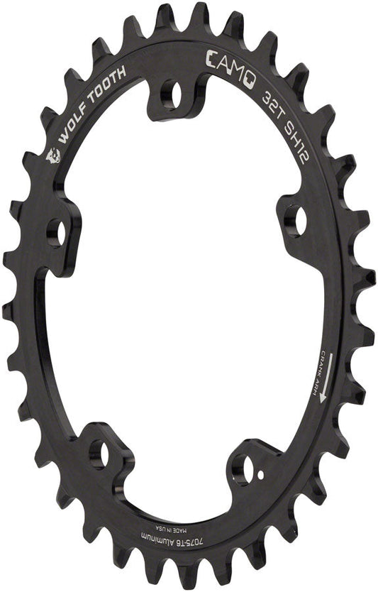 Wolf Tooth CAMO Aluminum Chainring - 32t Wolf Tooth CAMO Mount Drop-Stop ST Requires 12-Speed HG+ Chain BLK