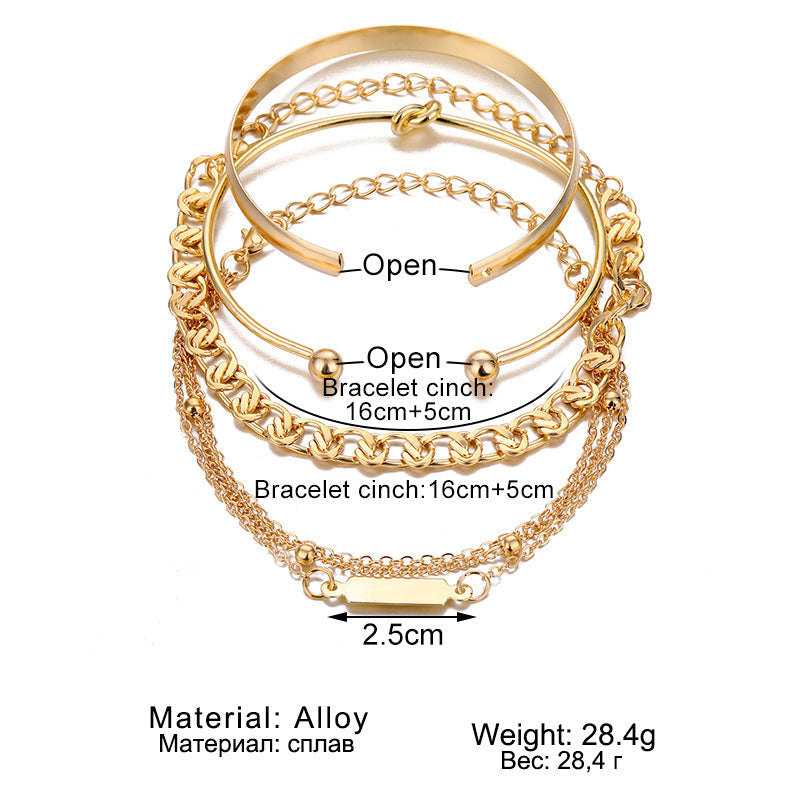 Alloy Chain And Round-ring Bracelet Set