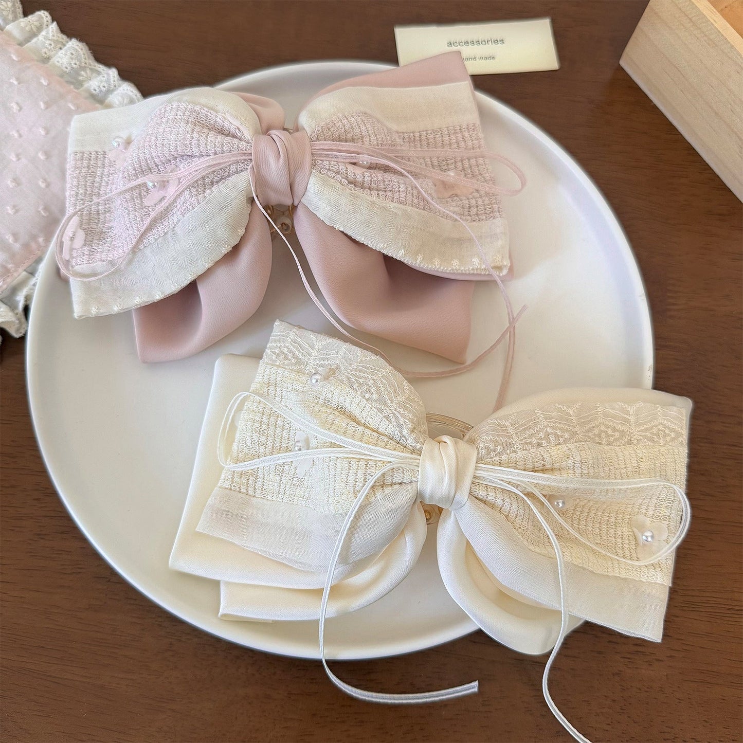 New Sweet Lace Fabric Bow Ponytail Clip
