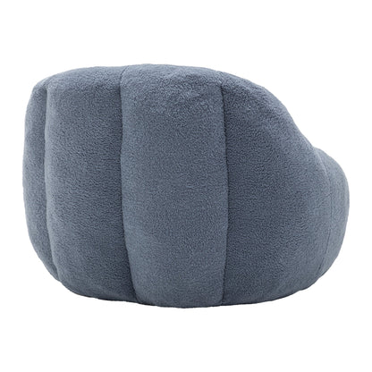 Bean Bag Chair Plush Faux Fur Light Blue Memory Foam Ergonomic Armrests 37.4 In