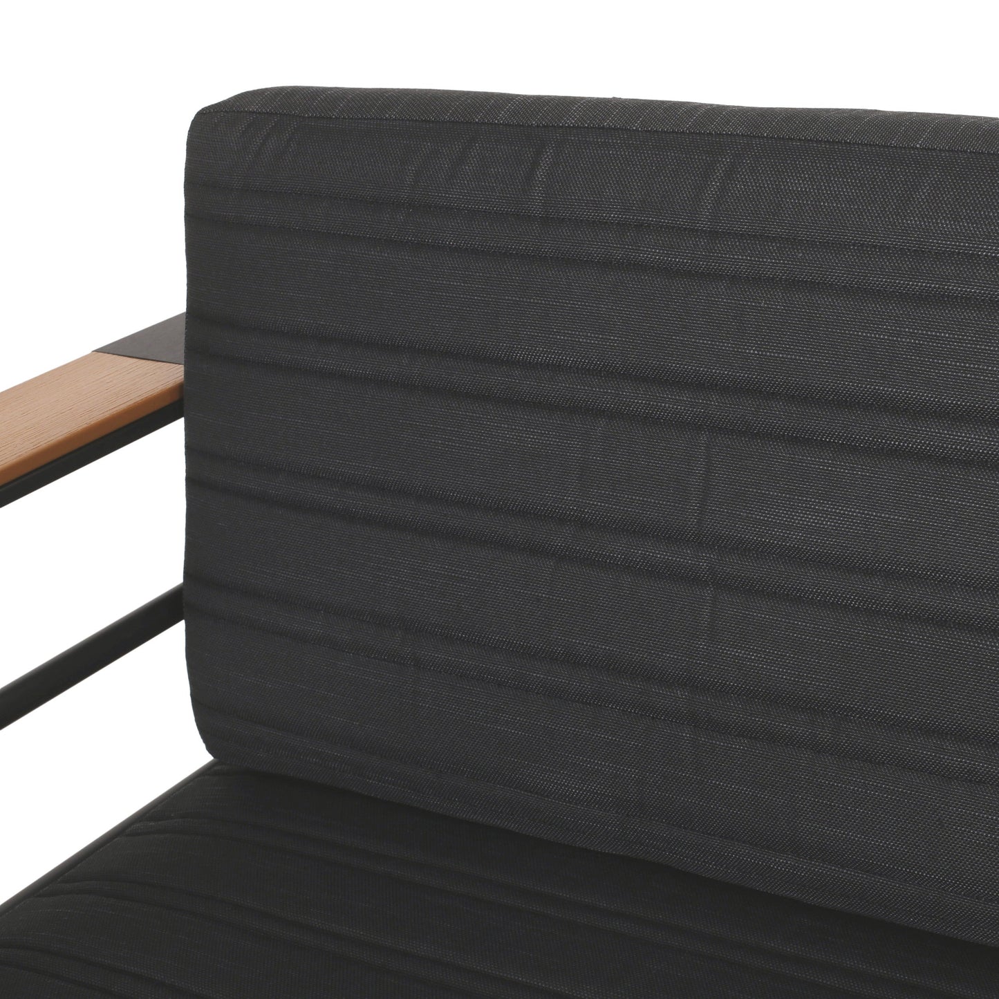 Outdoor Club Chair Aluminum Black Slat Design Water-Resistant 32x27.5x24.75 In