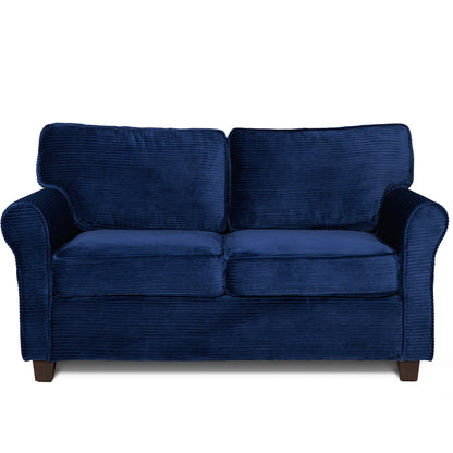 Loveseat Modern Corduroy Blue Removable Cushions Padded Arms 57 In 375 LB