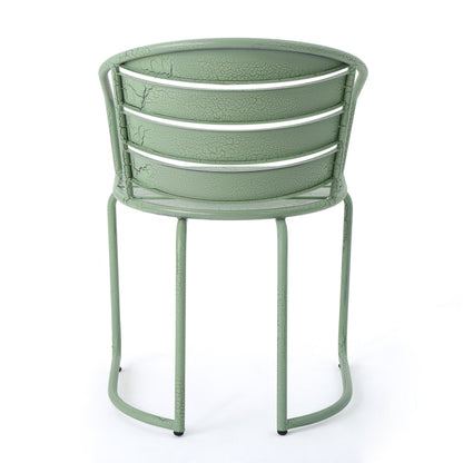 Outdoor Bistro Set Iron Green 3 Piece Oval Table 2 Chairs Matte Finish