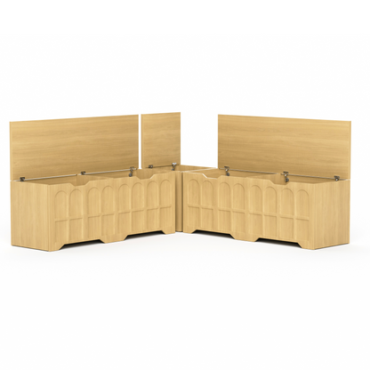 Storage Bench L-Shape 3 Piece MDF Natural Padded Seat 63x63x19 In 360 LB