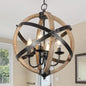 Chandelier Farmhouse 4-Light Rustic Wood Adjustable Kitchen Living