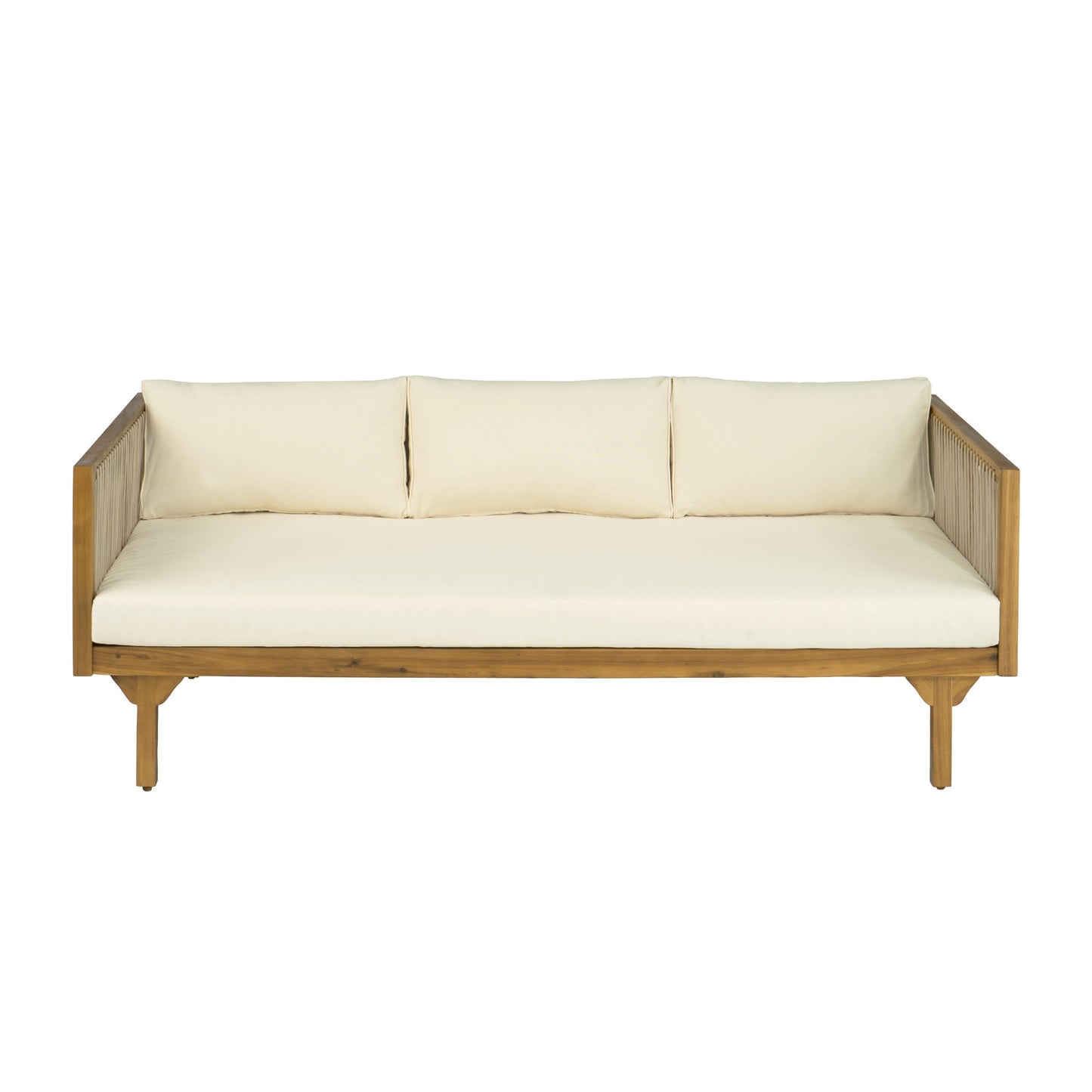 Outdoor Patio Sofa Acacia Wood Rope 67.5