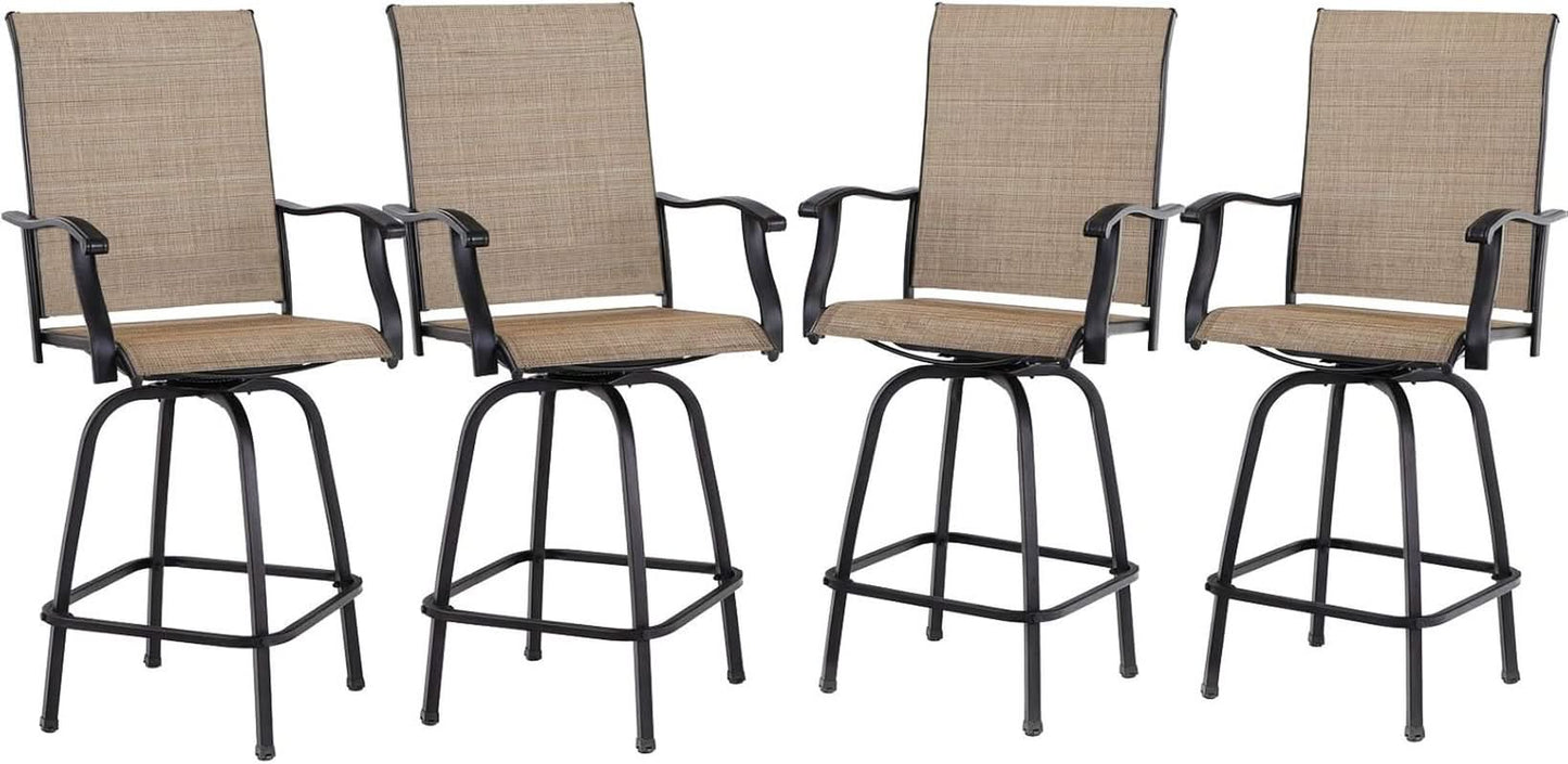 Swivel Outdoor Bar Stools Set of Four Durable Chairs