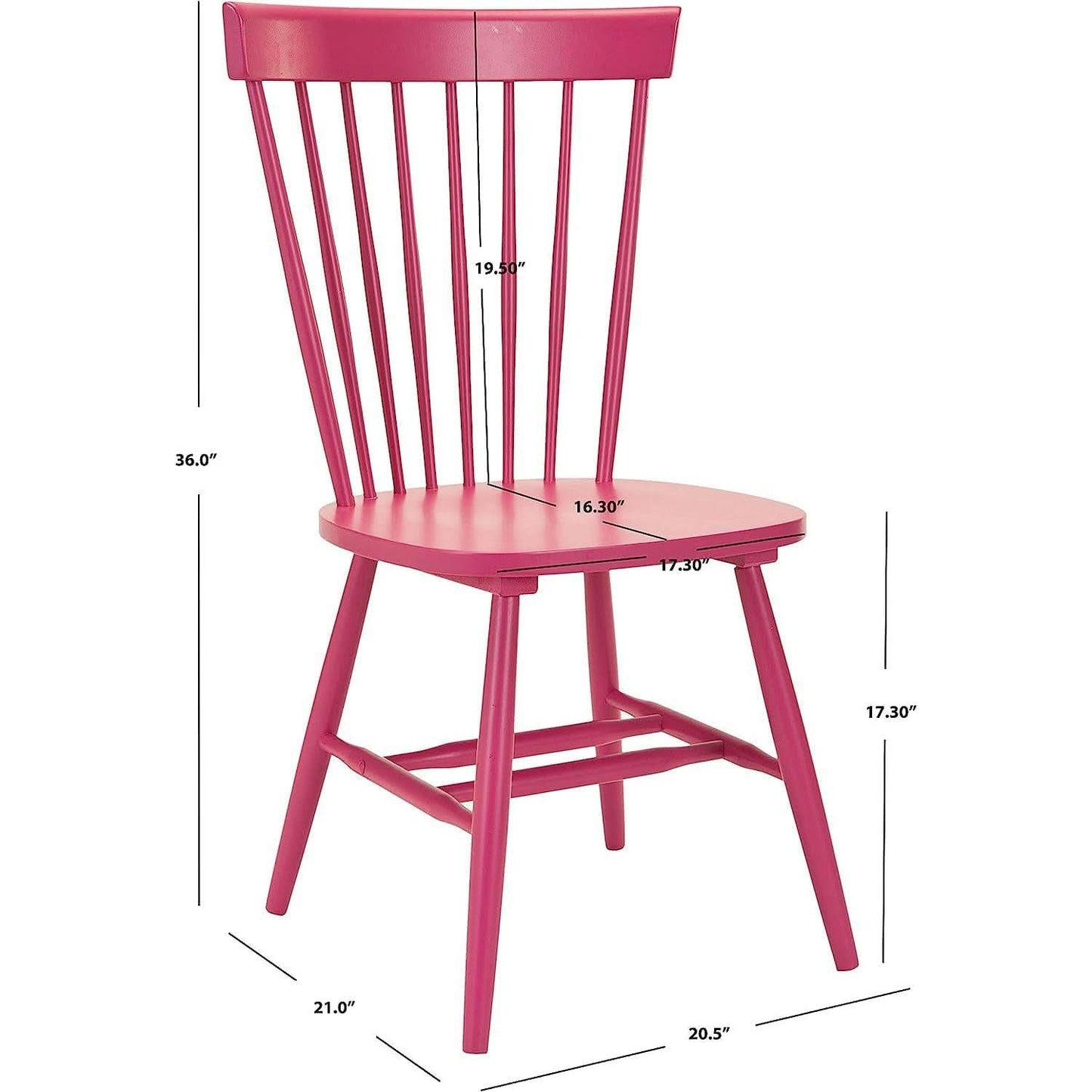 Raspberry Pink Spindle Side Chair Set of 2 Solid Oak
