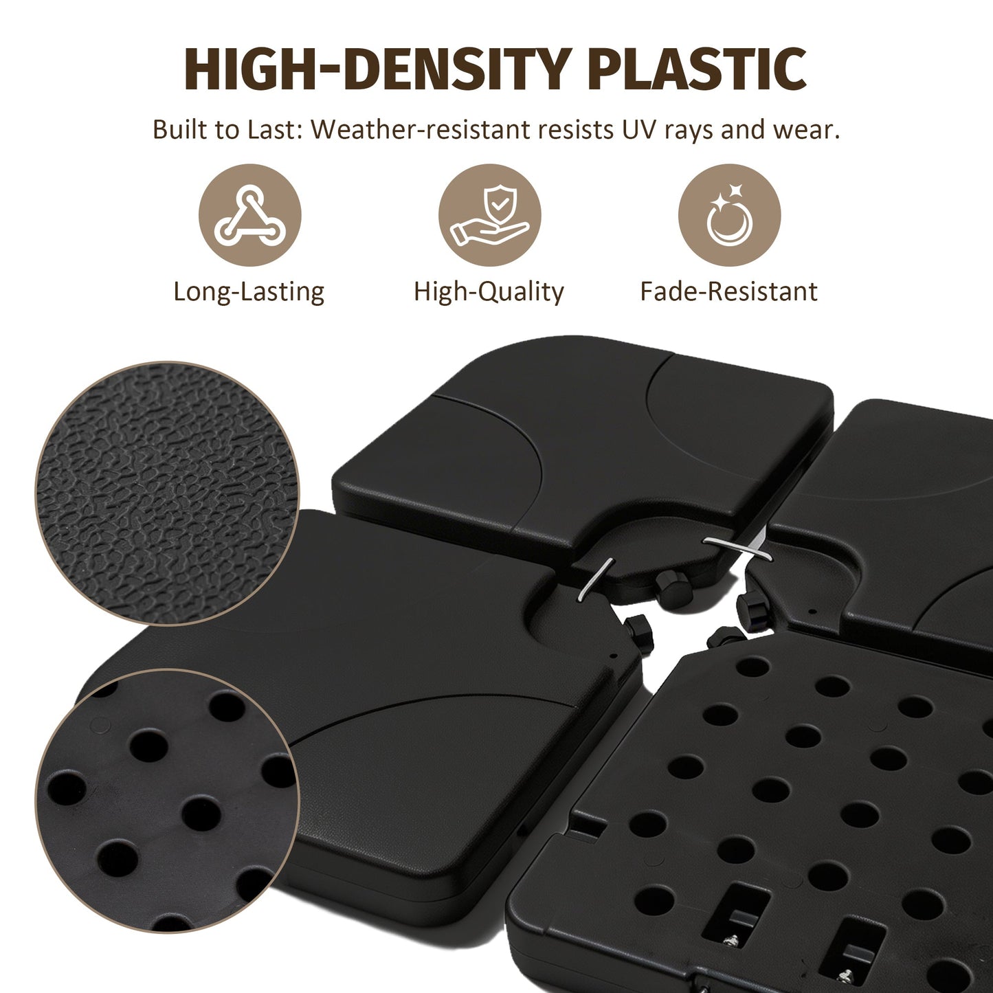 Patio Umbrella Base Offset HDPE Black 4 Panel 220 LB Water or Sand