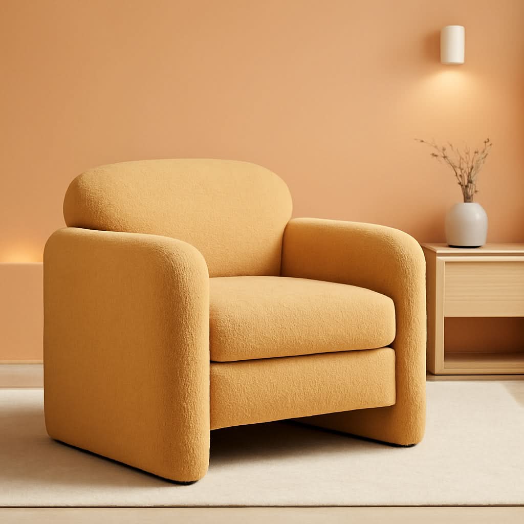Oversized Accent Chair Yellow Chenille Armchair Living