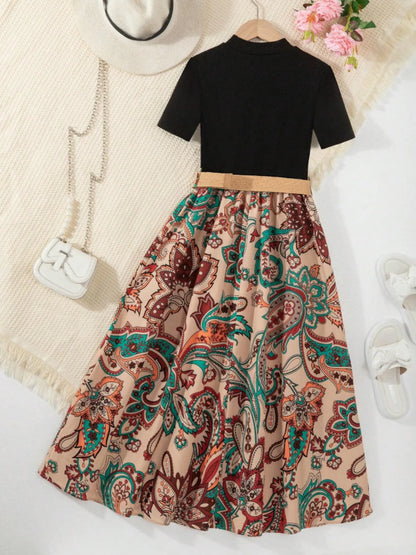 Children's Printed Short Sleeve Dress